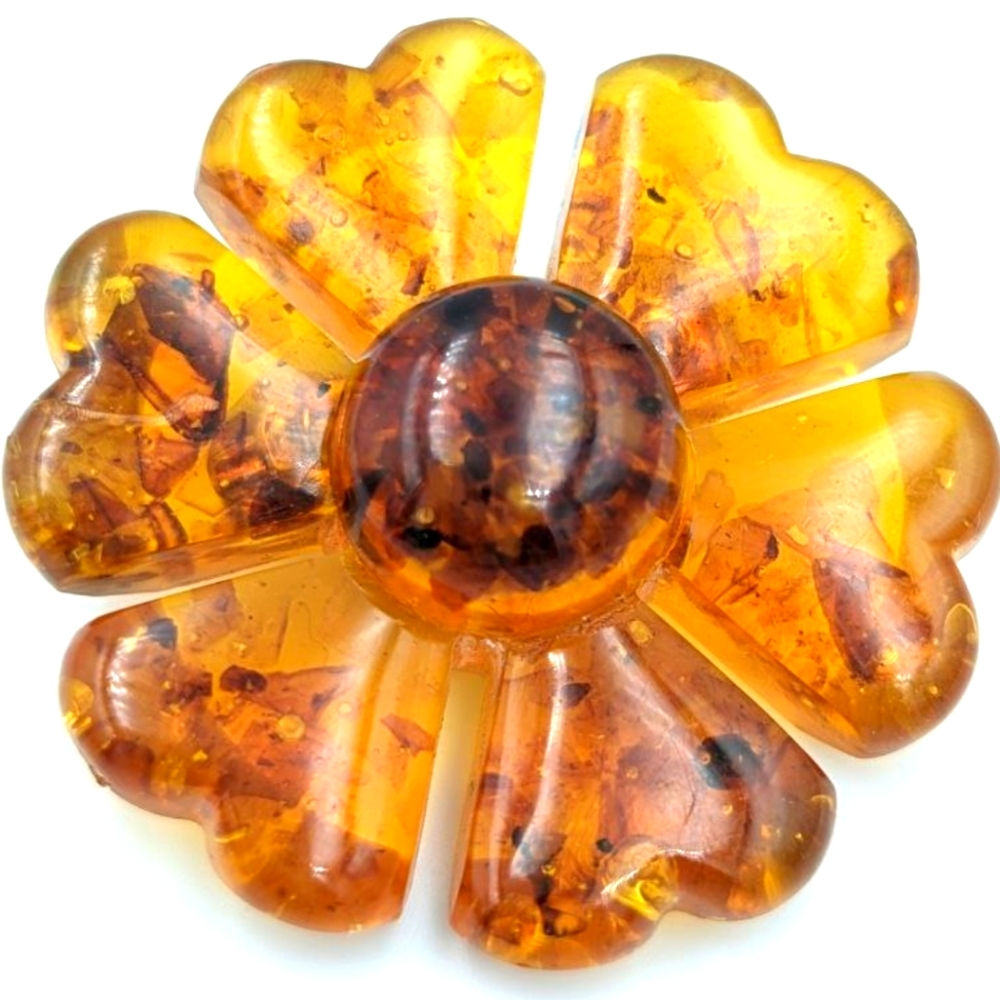 Honey Pressbernstein Amber Flowers Brooch Pressed Amber Brooch